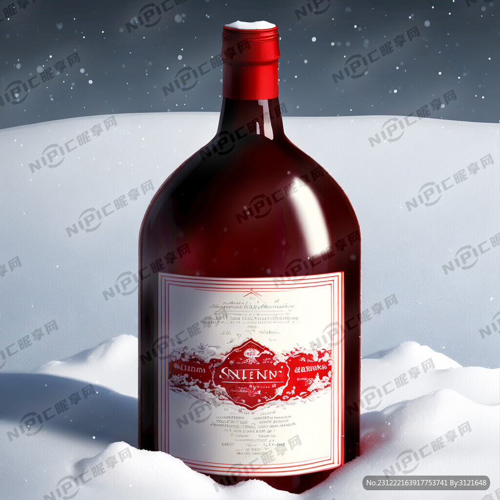 下雪堆酒瓶 瓶盖红色 瓷白瓶身