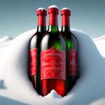 一个用雪堆的酒瓶 瓶盖红色 瓶体雪白