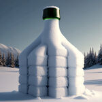 用白雪堆砌的酒瓶造型