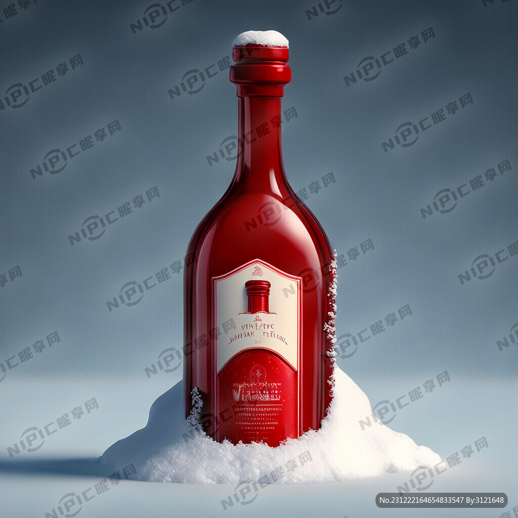 用白雪堆砌的酒瓶 瓷瓶
