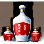 白雪堆砌的酒瓶 瓷瓶 瓶盖红色 汾酒