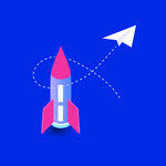 火箭纸飞机扁平风格互联网插画