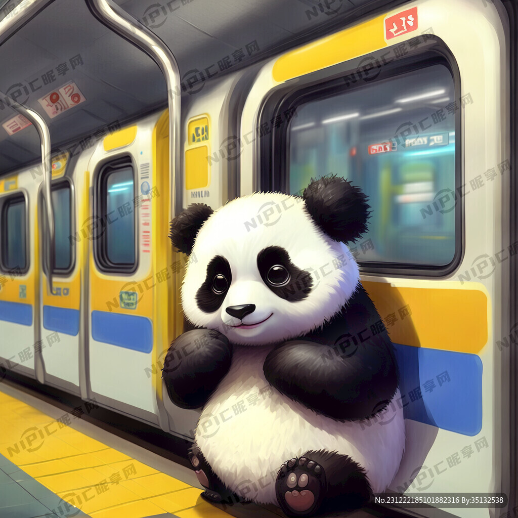 卡通熊猫 地铁 萌萌