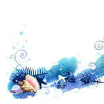 唯美海螺水彩抽象挂画装饰画