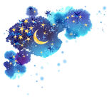 水彩夜景月亮挂画装饰画