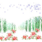 水彩树林花卉挂画装饰画