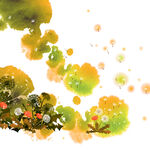 水墨绿抽象花卉挂画装饰画