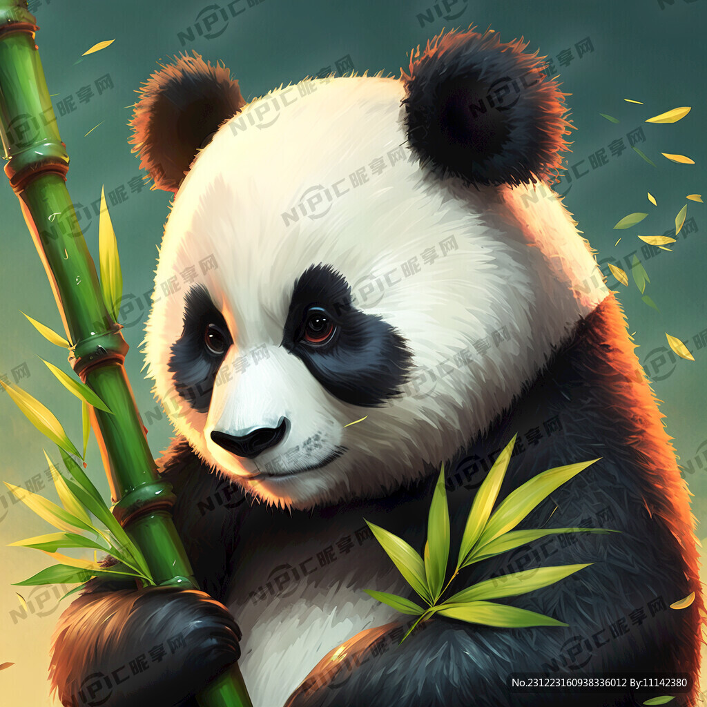 熊猫拿着竹子