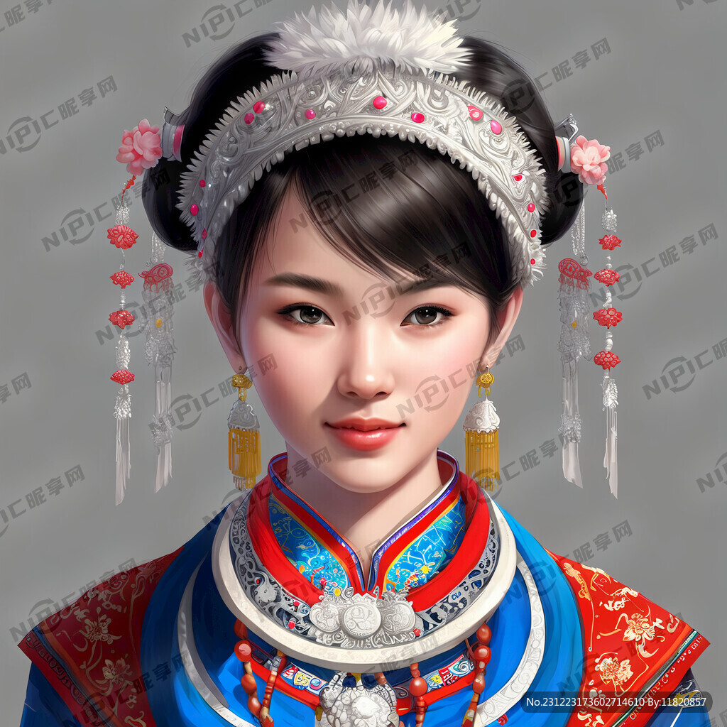苗族风格少女 上半身