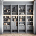 书柜 整面墙 整面墙都是书柜 书柜是灰色