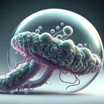 长条的大肠杆菌，泡泡，科幻，白底