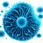 气泡 细菌 科幻 蓝色  白色背景  光波防御细菌