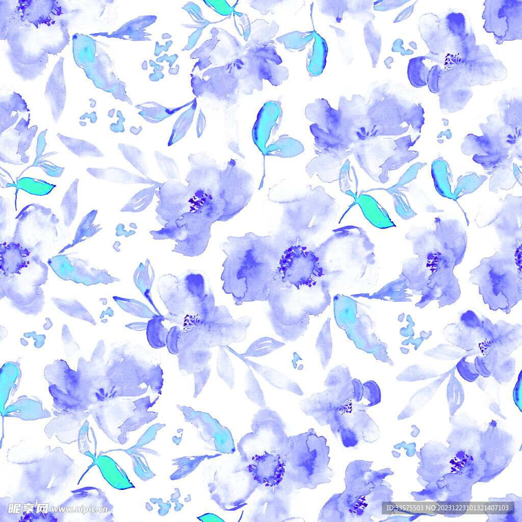 紫色碎花 手绘花