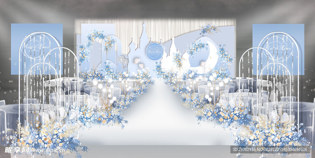 雾霾蓝婚礼舞台城堡效果图