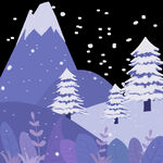 冬季雪山插画