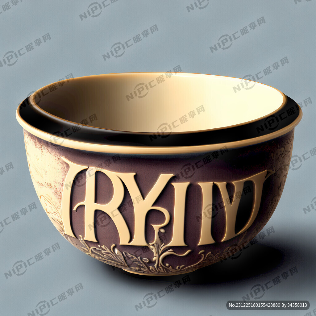 碗上面带回字纹浮雕后面有酒杯