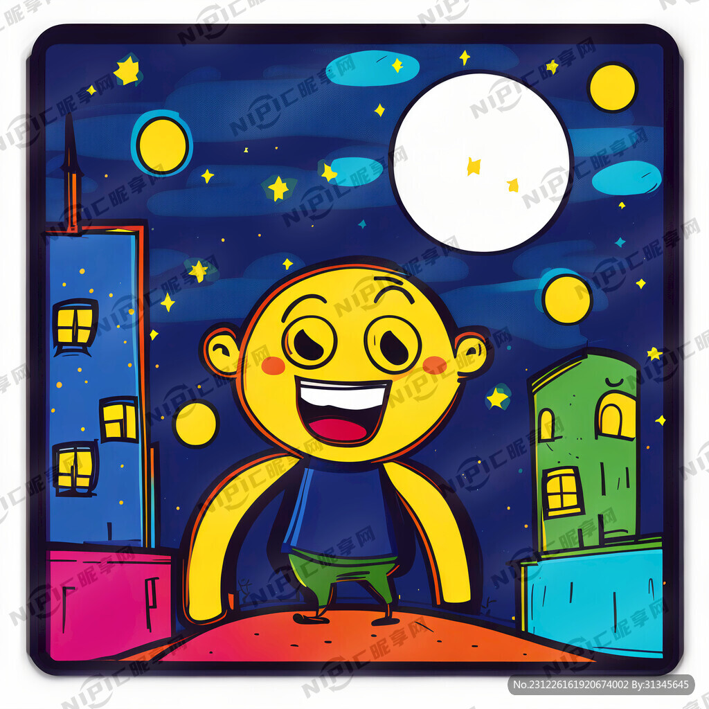 画一个夜宵城的标志 卡通人物