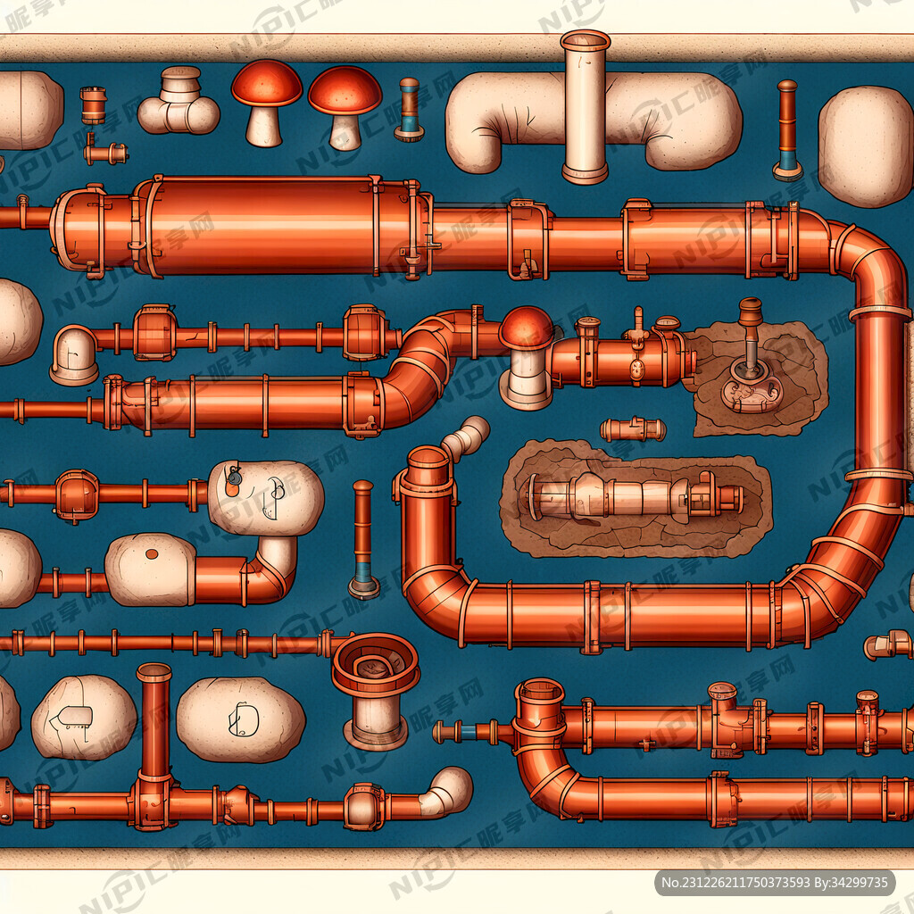 地暖管道铺设示意图 有蘑菇板