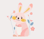 春日兔子与花卉