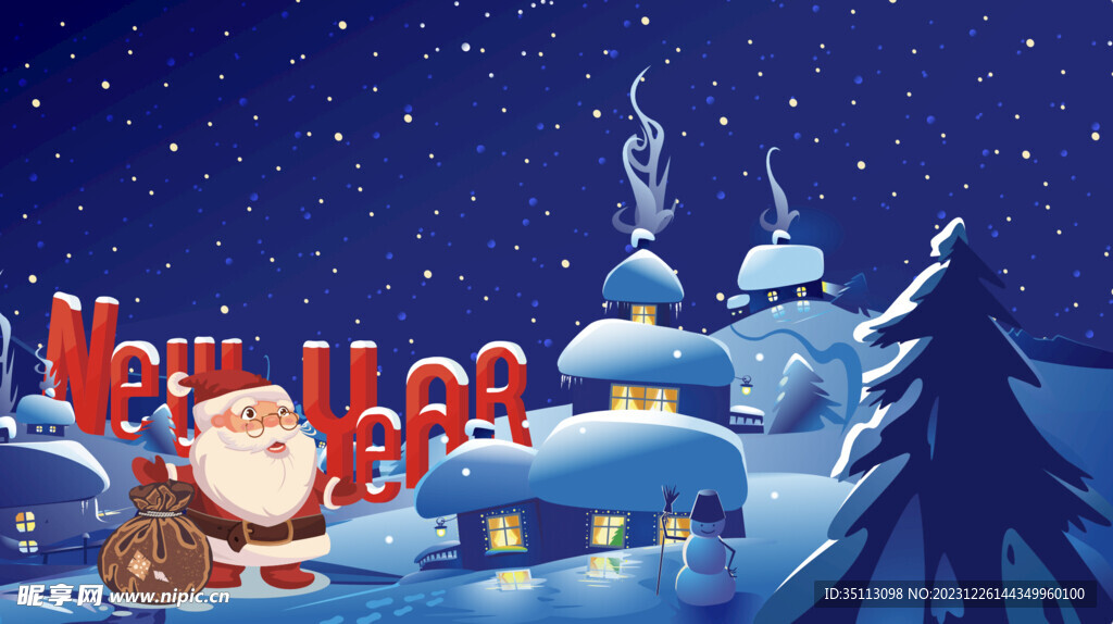 圣诞雪景海报主视觉背景