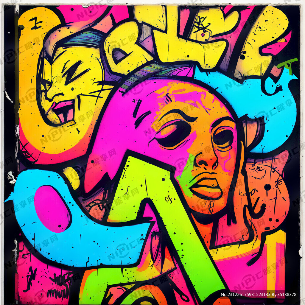 涂鸦 颜色鲜艳 英文元素