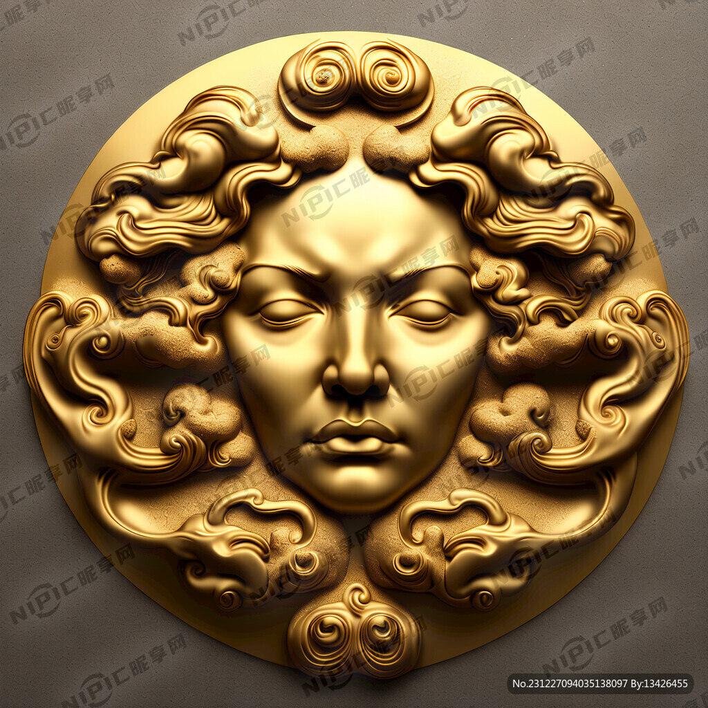 祥云浮雕 黄金质感