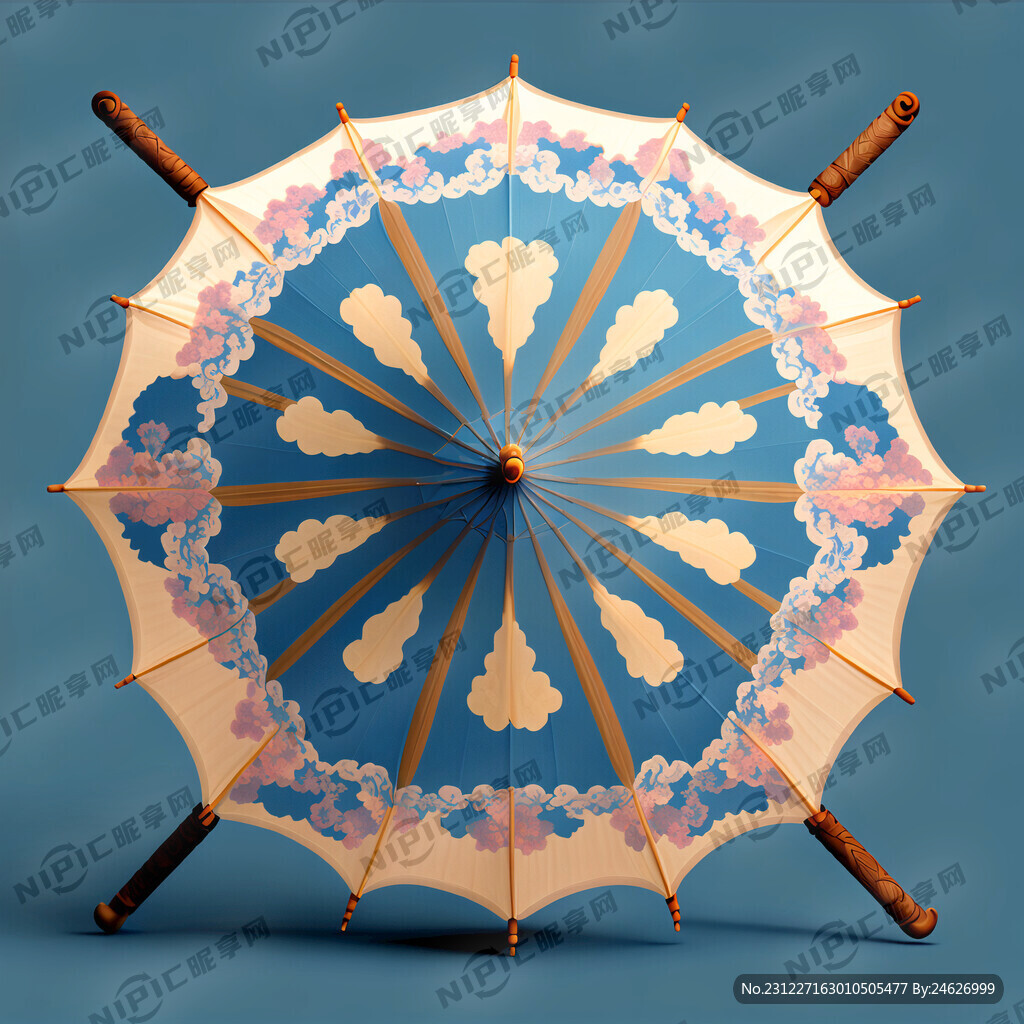 一把平面雨伞 上面有祥云纹