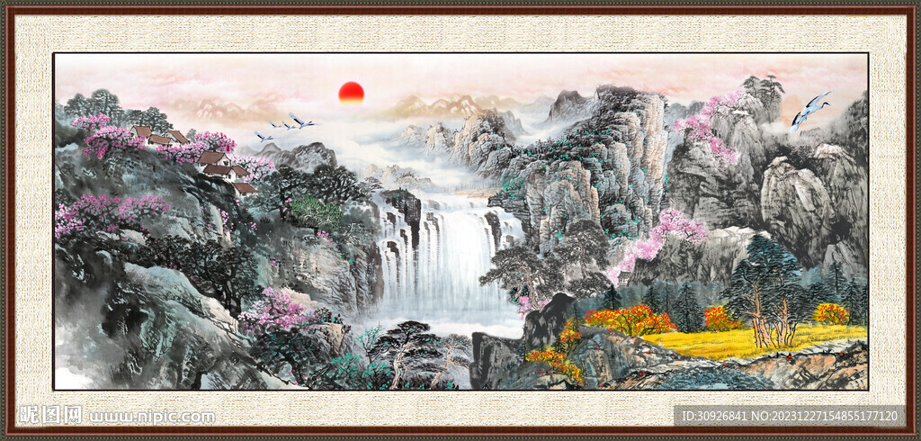 瀑布风景画