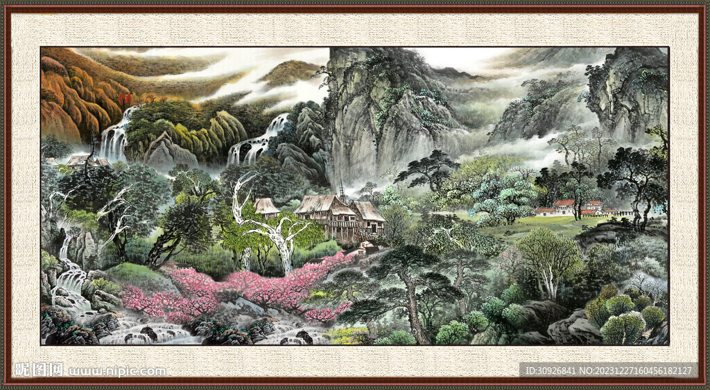瀑布风景画