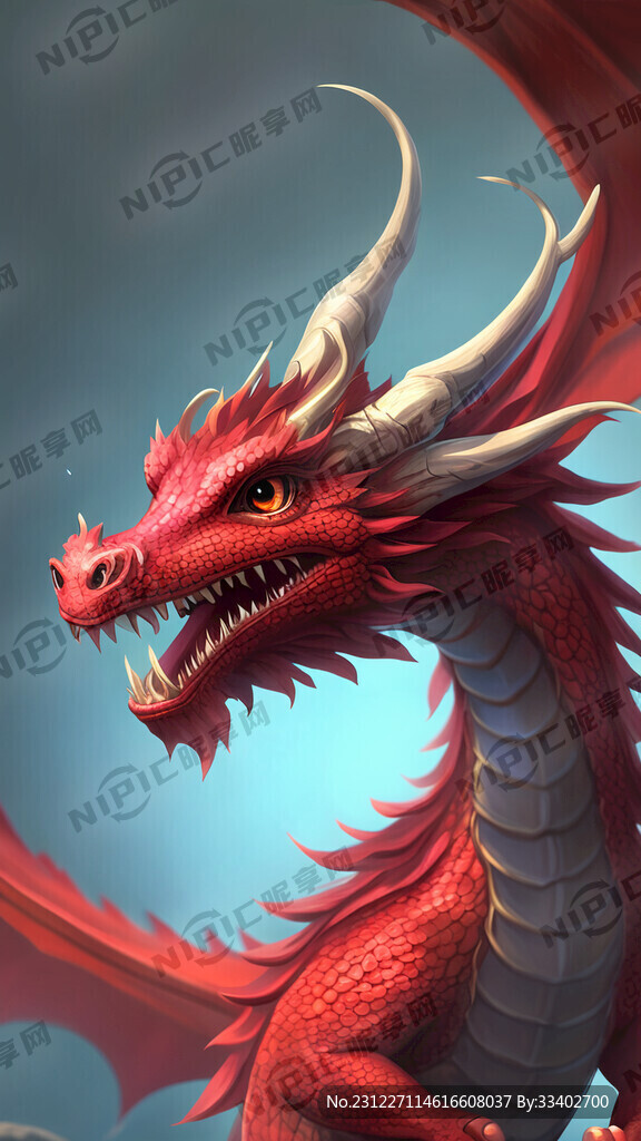 红色龙 可爱 空中起舞