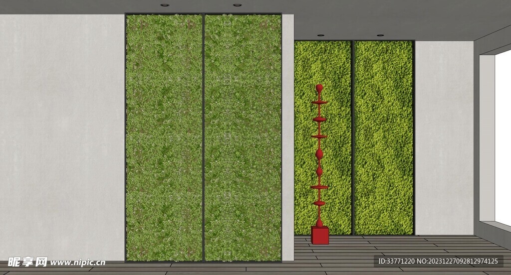 绿色植物墙模型