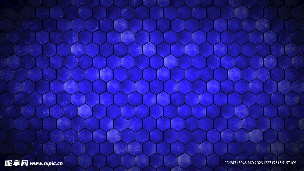 蓝色六边形抽象立体造型