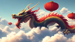 横卧云端的龙，威武蜿蜒，春节喜庆
