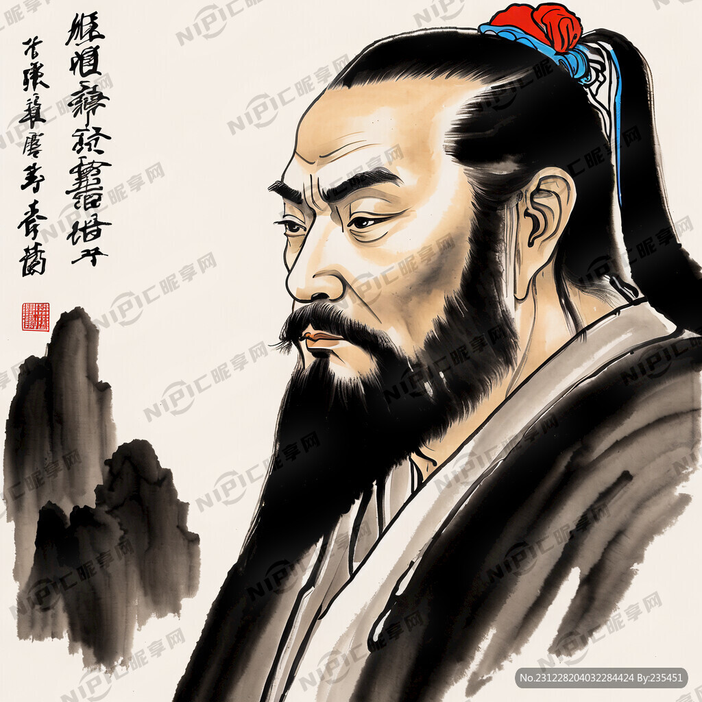 古代 孔子 拜师 线条