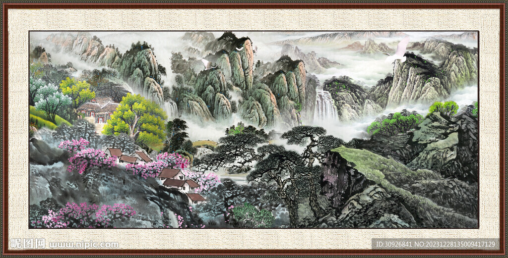 招财山水画 