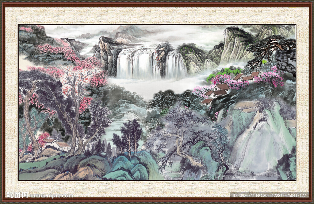 招财山水画 