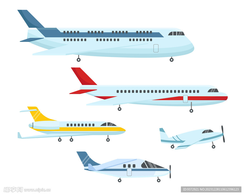 各类飞机矢量插画