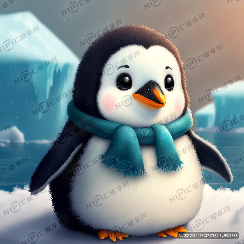 南极背景 可爱企鹅 绒毛