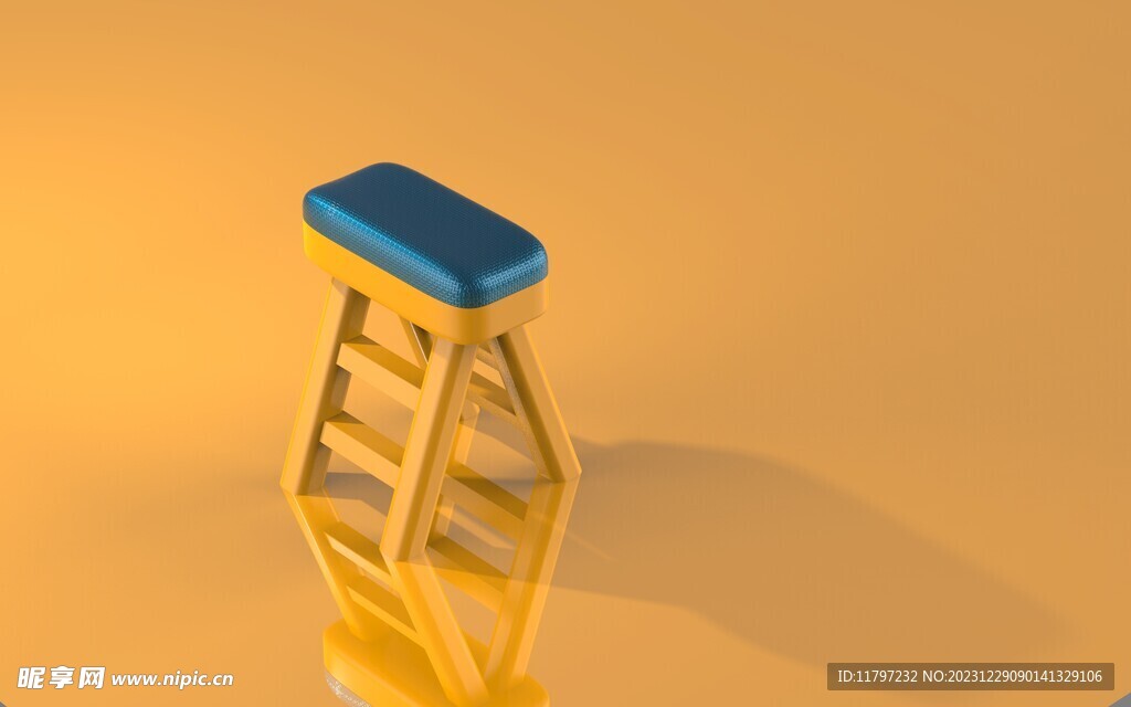 橙色小板凳 3D背景