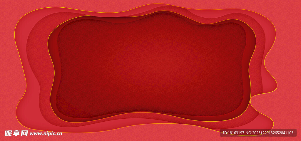 红色立体剪纸风抽象背景