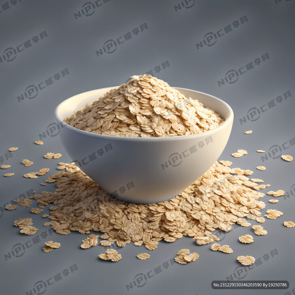 满满一碗燕麦 白色背景