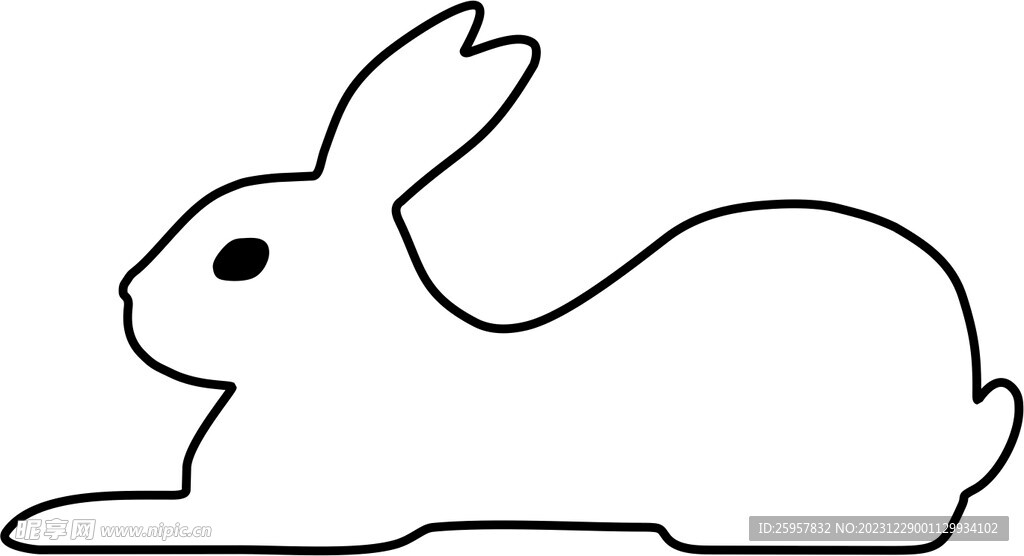 卧坐兔子线稿雕刻图