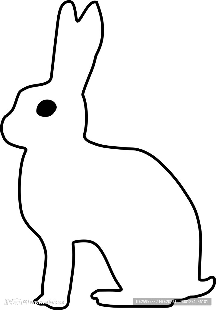 半坐兔子线稿雕刻图