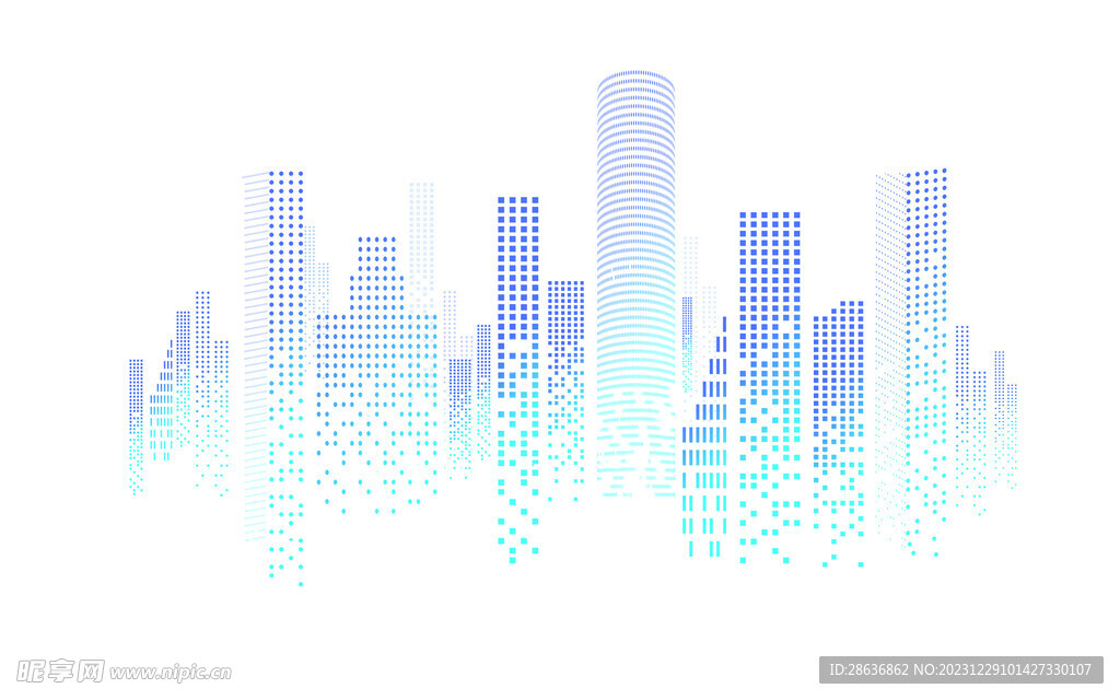 渐变科技风城市矢量素材