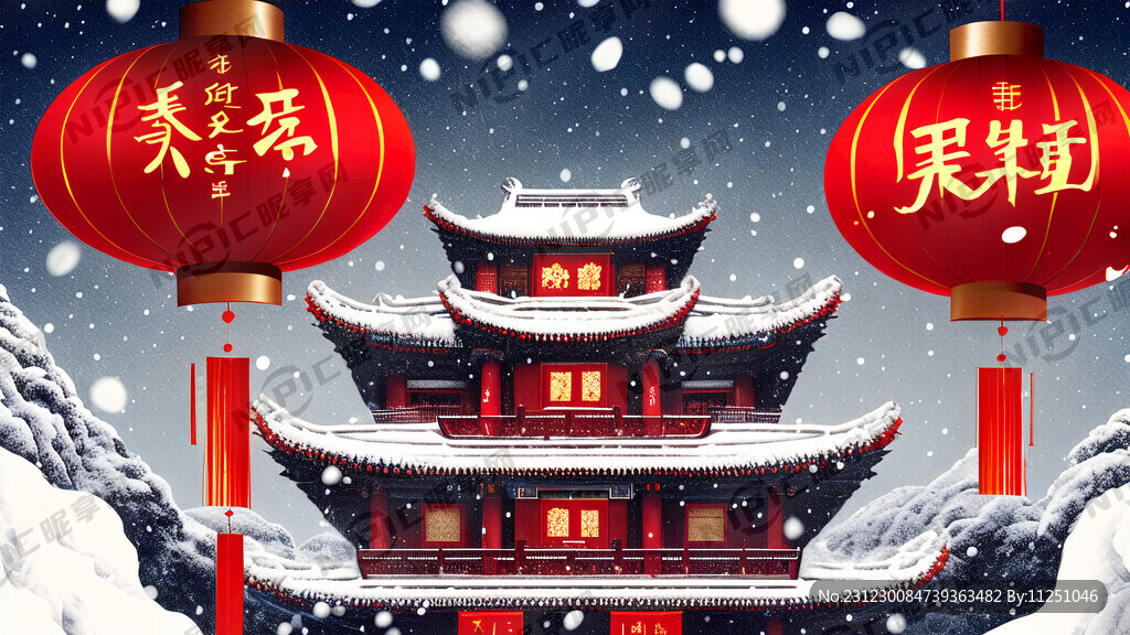 过年了  下雪了  喜庆   
