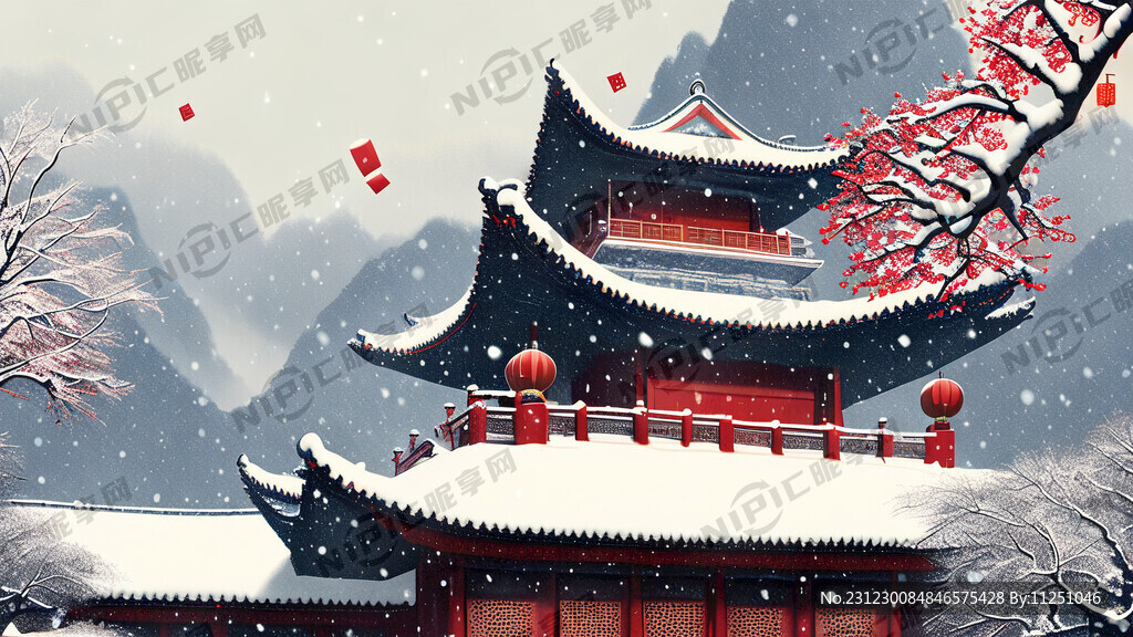 过年了  下雪了  喜庆   
