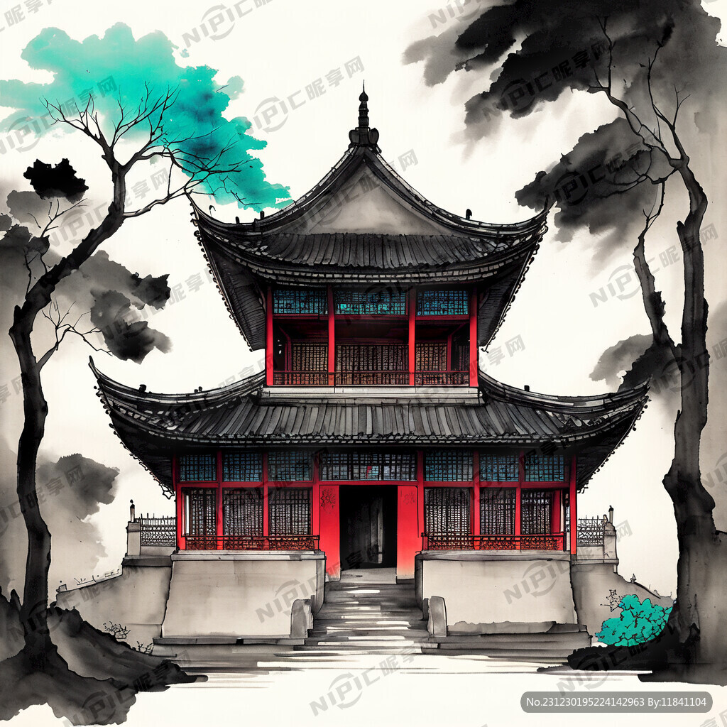 中国 泸州 建筑 线稿