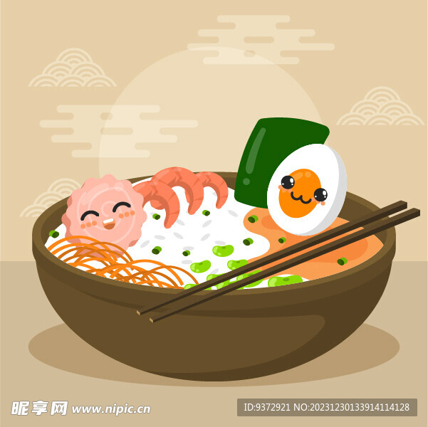 手绘日式食物矢量插画