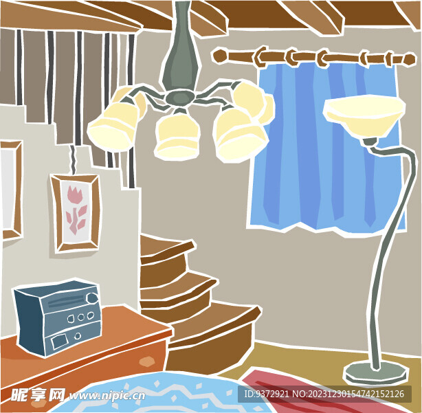 美式复古家居插画
