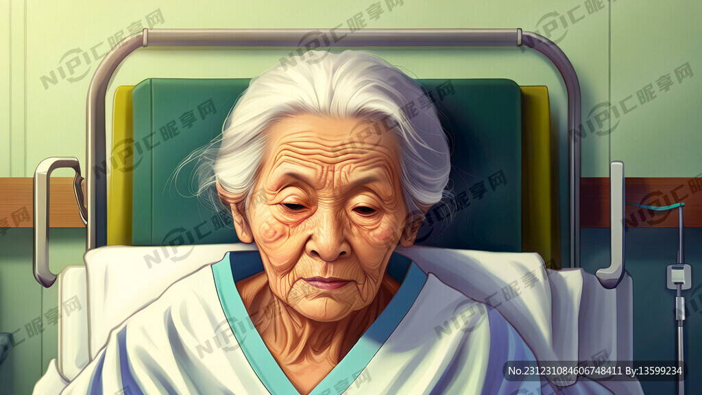 奶奶 医院 病床上 俯视图